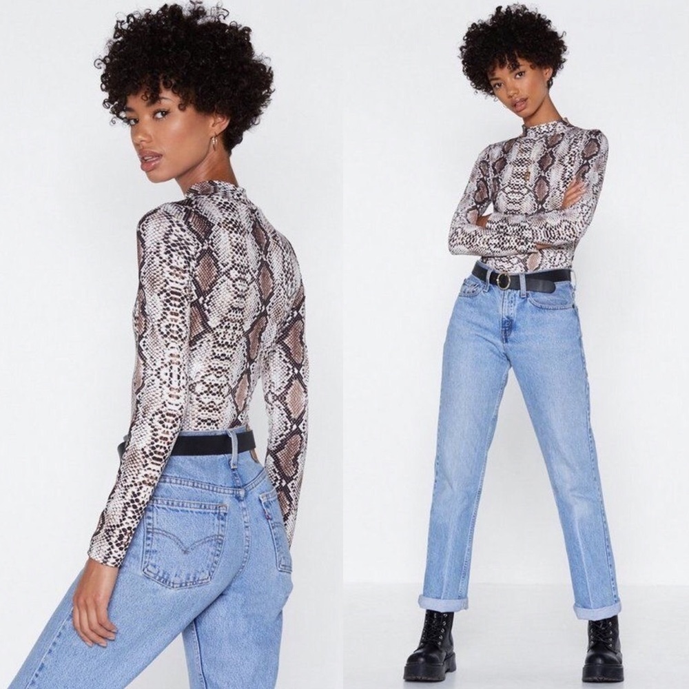 Nasty Gal Python Snake Your Own Luck Bodysuit Women’s Size 6 - Picture 6 of 6